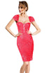 Sexy Pink Embroidered Cap Sleeves Bodycon Party Dress